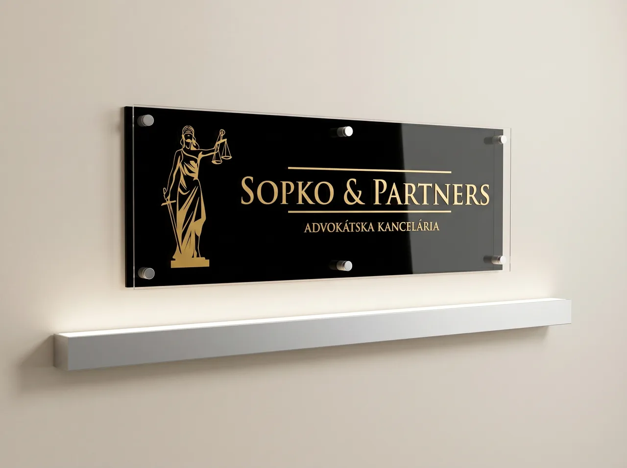 Sopko & Partners – Svetelná reklama a 3D logá, realizácia AD-REKLAMA Trnava